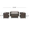 Christopher Knight Home 300057 Puerta Outdoor 4 Piece Light Brown Wicker Chat Set, Ceramic Grey
