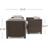 Christopher Knight Home 300057 Puerta Outdoor 4 Piece Light Brown Wicker Chat Set, Ceramic Grey