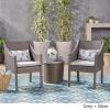 Christopher Knight Home 304748 Sims Outdoor 3 Piece Wicker Chat Set, Grey with Silver Cushions, 24.00″ D x 23.00″ W x 33.50″ H