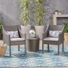 Christopher Knight Home 304748 Sims Outdoor 3 Piece Wicker Chat Set, Grey with Silver Cushions, 24.00″ D x 23.00″ W x 33.50″ H