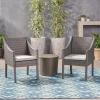 Christopher Knight Home 304748 Sims Outdoor 3 Piece Wicker Chat Set, Grey with Silver Cushions, 24.00″ D x 23.00″ W x 33.50″ H