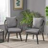 Christopher Knight Home 310008 Patio Dining Chairs, Gray + Black + Dark Gray