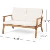 Christopher Knight Home Aabbye Outdoor Acacia Wood 4 Seater Chat Set with Cushions, Brown Patina Finish, Cream