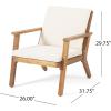 Christopher Knight Home Aabbye Outdoor Acacia Wood 4 Seater Chat Set with Cushions, Brown Patina Finish, Cream