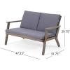 Christopher Knight Home Aabbye Outdoor Acacia Wood 4 Seater Chat Set with Cushions, Gray Finish, Dark Gray