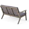 Christopher Knight Home Aabbye Outdoor Acacia Wood 4 Seater Chat Set with Cushions, Gray Finish, Dark Gray