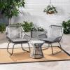 Christopher Knight Home Aiden Outdoor 3 Piece Wicker Chat Set, Gray/White/Gray