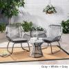 Christopher Knight Home Aiden Outdoor 3 Piece Wicker Chat Set, Gray/White/Gray