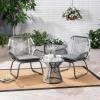 Christopher Knight Home Aiden Outdoor 3 Piece Wicker Chat Set, Gray/White/Gray