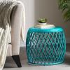 Christopher Knight Home Alamera Outdoor 19″ Lattice Iron Side Table, Matte Yellow(Alamer matte Teal)