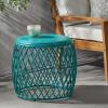 Christopher Knight Home Alamera Outdoor 19″ Lattice Iron Side Table, Matte Yellow(Alamer matte Teal)