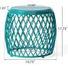 Christopher Knight Home Alamera Outdoor 19″ Lattice Iron Side Table, Matte Yellow(Alamer matte Teal)