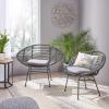 Christopher Knight Home Aleah Indoor Woven Faux Rattan Chairs with Cushions (Set of 2), Dark Gray Finish