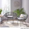 Christopher Knight Home Aleah Indoor Woven Faux Rattan Chairs with Cushions (Set of 2), Dark Gray Finish