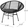 Christopher Knight Home Aleah Indoor Woven Faux Rattan Chairs with Cushions (Set of 2), Dark Gray Finish