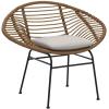 Christopher Knight Home Aleah Indoor Woven Faux Rattan Chairs with Cushions (Set of 2), Light Brown and Beige Finish