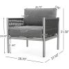 Christopher Knight Home Aluminum Club Chair, Braid Rope Armchair, Woven Accent Chair, Comft Cushion Seating, Outdoor Patio Aluminum Weave Club Chair for Poolside Gardern Balcony, Silver+Grey
