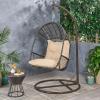 Christopher Knight Home Amanda Wicker Hanging Chair with Stand, Brown, Tan(Brown  Tan)
