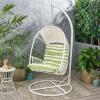 Christopher Knight Home Amanda Wicker Hanging Chair with Stand, Brown, Tan(White  Green)