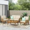 Christopher Knight Home Annisa Chat Set, Teak + Light Brown + Beige