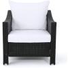 Christopher Knight Home Antibes Outdoor Wicker Club Chairs with Water Resistant Cushions, 2-Pcs Set, Black / White Cushion