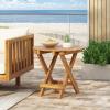Christopher Knight Home Aurl 17.75″ W Outdoor Acacia Wood Side Table, Round End Table, Slats Panel Design, Foldable and Adjustable Small Coffee Desk, Sofa Side Desk, No Assembly Needed, 175lbs Teak