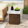 Christopher Knight Home Aurl Outdoor Square Side Table, Lightweight Concrete Patio End Table with Wooden Like Frame, Decorative Accent Table for Patio Garden Porch Balcony, Antique White+Natural