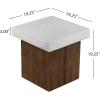 Christopher Knight Home Aurl Outdoor Square Side Table, Lightweight Concrete Patio End Table with Wooden Like Frame, Decorative Accent Table for Patio Garden Porch Balcony, Antique White+Natural