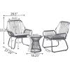 Christopher Knight Home Ava Outdoor 3 Piece Rope and Steel Chat Set, Finish, Gray/White/Gray