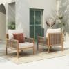Christopher Knight Home Barris Lounge Chair Outdoor Set of 2, Patio Accent Chair, Comfy Reading Extra Seat, Wooden Frame+Rope Woven+Removable Cushion, for Garden/Backyard/Balcony/Poolside,Teak+Beige(Teak+beige/Set of 2)