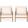 Christopher Knight Home Barris Lounge Chair Outdoor Set of 2, Patio Accent Chair, Comfy Reading Extra Seat, Wooden Frame+Rope Woven+Removable Cushion, for Garden/Backyard/Balcony/Poolside,Teak+Beige(Teak+beige/Set of 2)