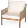 Christopher Knight Home Barris Lounge Chair Outdoor Set of 2, Patio Accent Chair, Comfy Reading Extra Seat, Wooden Frame+Rope Woven+Removable Cushion, for Garden/Backyard/Balcony/Poolside,Teak+Beige(Teak+beige)