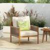 Christopher Knight Home Barris Lounge Chair Outdoor Set of 2, Patio Accent Chair, Comfy Reading Extra Seat, Wooden Frame+Rope Woven+Removable Cushion, for Garden/Backyard/Balcony/Poolside,Teak+Beige(Teak+beige)
