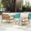 Christopher Knight Home Batis Acacia Wood Lounge Chair Outdoor, Wooden Patio Accent Chair Set, Comfy Reading Chair with Removable Cushion, Patio Furniture Set Armchair, Teak+Beige(Teak+beige/Set of 2)