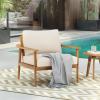 Christopher Knight Home Batis Acacia Wood Lounge Chair Outdoor, Wooden Patio Accent Chair Set, Comfy Reading Chair with Removable Cushion, Patio Furniture Set Armchair, Teak+Beige(Teak+beige)