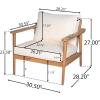 Christopher Knight Home Batis Acacia Wood Lounge Chair Outdoor, Wooden Patio Accent Chair Set, Comfy Reading Chair with Removable Cushion, Patio Furniture Set Armchair, Teak+Beige(Teak+beige)