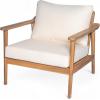 Christopher Knight Home Batis Acacia Wood Lounge Chair Outdoor, Wooden Patio Accent Chair Set, Comfy Reading Chair with Removable Cushion, Patio Furniture Set Armchair, Teak+Beige(Teak+beige)