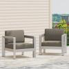 Christopher Knight Home Booth Outdoor Aluminum Club Chairs, Silver (Set of 2), Sliver/Khaki