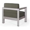 Christopher Knight Home Booth Outdoor Aluminum Club Chairs, Silver (Set of 4), Sliver/Khaki