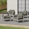 Christopher Knight Home Booth Outdoor Aluminum Club Chairs, Silver (Set of 4), Sliver/Khaki