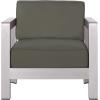 Christopher Knight Home Booth Outdoor Aluminum Club Chairs, Silver (Set of 4), Sliver/Khaki