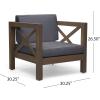 Christopher Knight Home Brava Outdoor Acacia Wood Club Chairs with Water Resistant Cushions (Set of 2), 30.25 “W x 30.25 “D x 26.5 “H, Gray + Dark Gray
