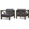 Christopher Knight Home Brava Outdoor Acacia Wood Club Chairs with Water Resistant Cushions (Set of 2), 30.25 “W x 30.25 “D x 26.5 “H, Gray + Dark Gray