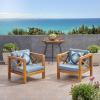 Christopher Knight Home Brava Outdoor Acacia Wood Club Chairs with Water Resistant Cushions (Set of 2), 30.25 “W x 30.25 “D x 26.5 “H, Teak + Blue