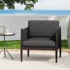 Christopher Knight Home Brookn Outdoor Contemporary Modern Patio Fabric Aluminum Frame Club Chair, Outdoor Armchair for Relaxing in Garden, Poolside, with Water Resistant and Removable Cushion, Black