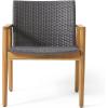 Christopher Knight Home Bryan Outdoor 4 Seater Chat Set- Wicker and Acacia Wood – Gray/Teak