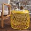 Christopher Knight Home Bryony Indoor 19″ Diameter Lattice Iron Side Table, Matte Yellow