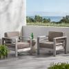 Christopher Knight Home Cape Coral Outdoor Aluminum Club Chairs with Sunbrella Cushions (Set of 2), Silver and Taupe