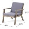 Christopher Knight Home Carlos Outdoor Acacia Wood Club Chairs with Cushions (Set of 2), Gray Finish, Dark Gray