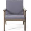 Christopher Knight Home Carlos Outdoor Acacia Wood Club Chairs with Cushions (Set of 2), Gray Finish, Dark Gray